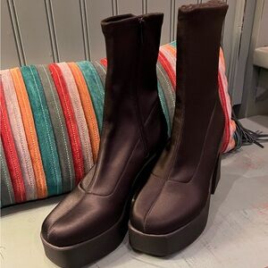 Grandstep Black Platform Sock Boots Aldo Size 9